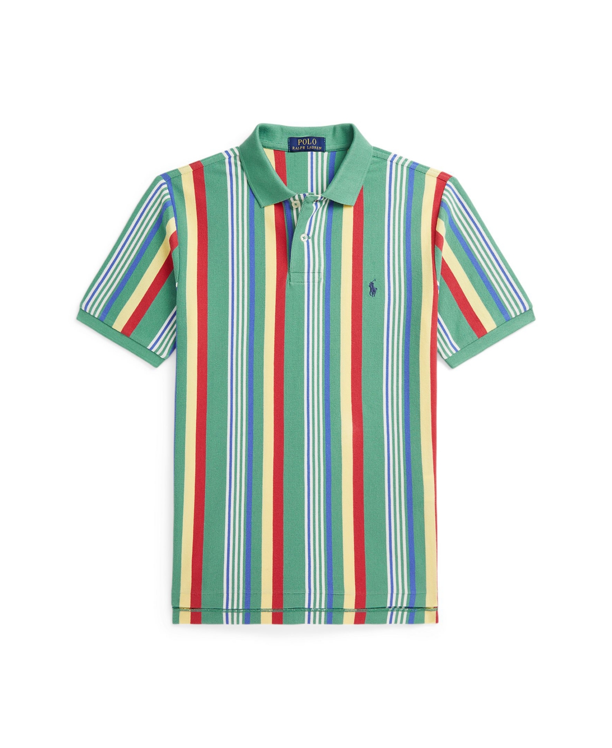 Polo Ralph Lauren Striped Cotton Mesh Polo Shirt In Haven Green Multi