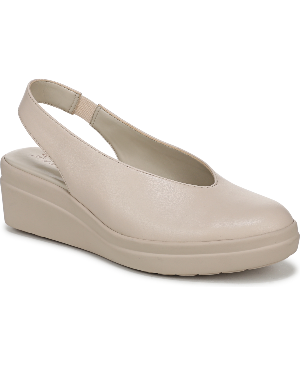 Naturalizer Women's Sutton Closed Almond Toe Slingback Wedges In Porcelain Leather