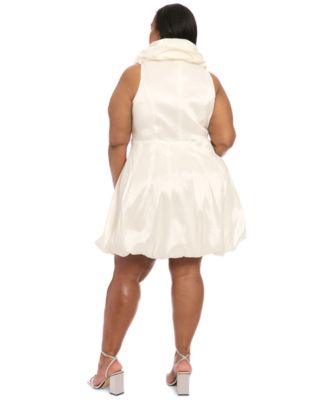 Plus Size Ruffle-Collar Bubble-Hem Dress