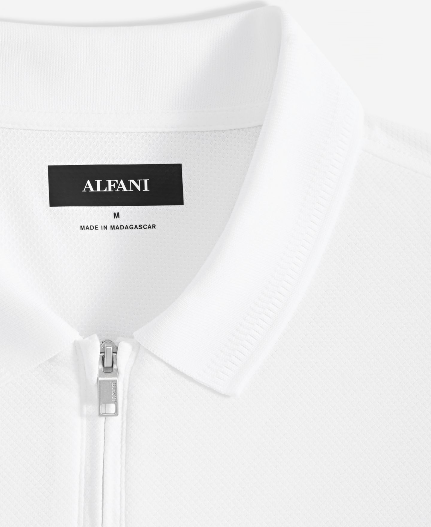 Мужское поло Alfani Ottoman Short Sleeve Textured Quarter-Zip Polo Shirt, цвет: Яркий белый — фото 5