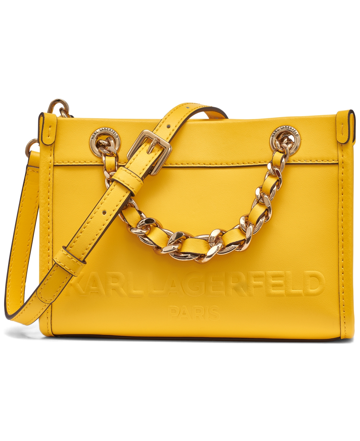 Karl Lagerfeld Savoie Leather Small Crossbody Bag In Sunflower