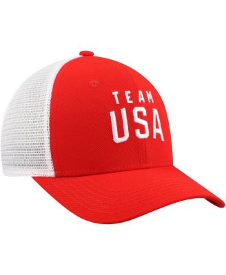 Big Boys and Girls Red/White Team USA Rise Performance Trucker Adjustable Hat