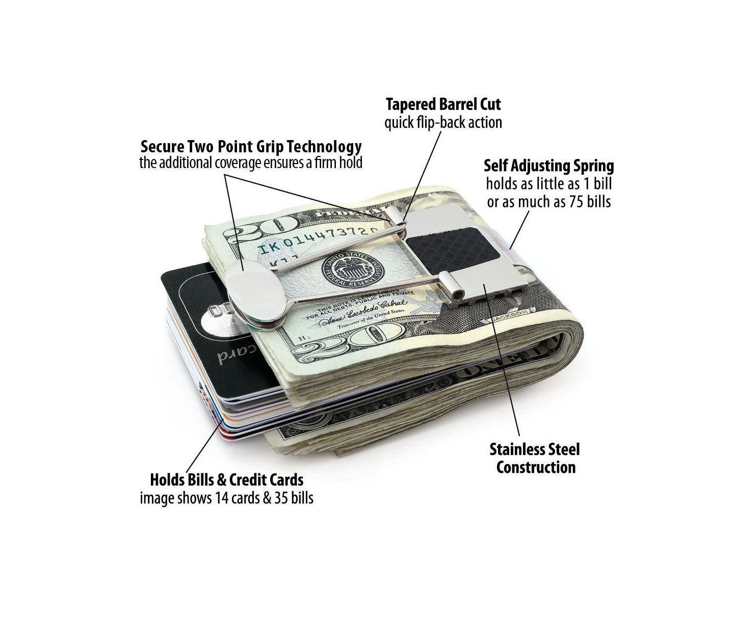 Мужской кошелёк Speidel Bill Binder - Money Clip & Credit Card Holder in Brushed, цвет: Чёрный каучуковый — фото 4