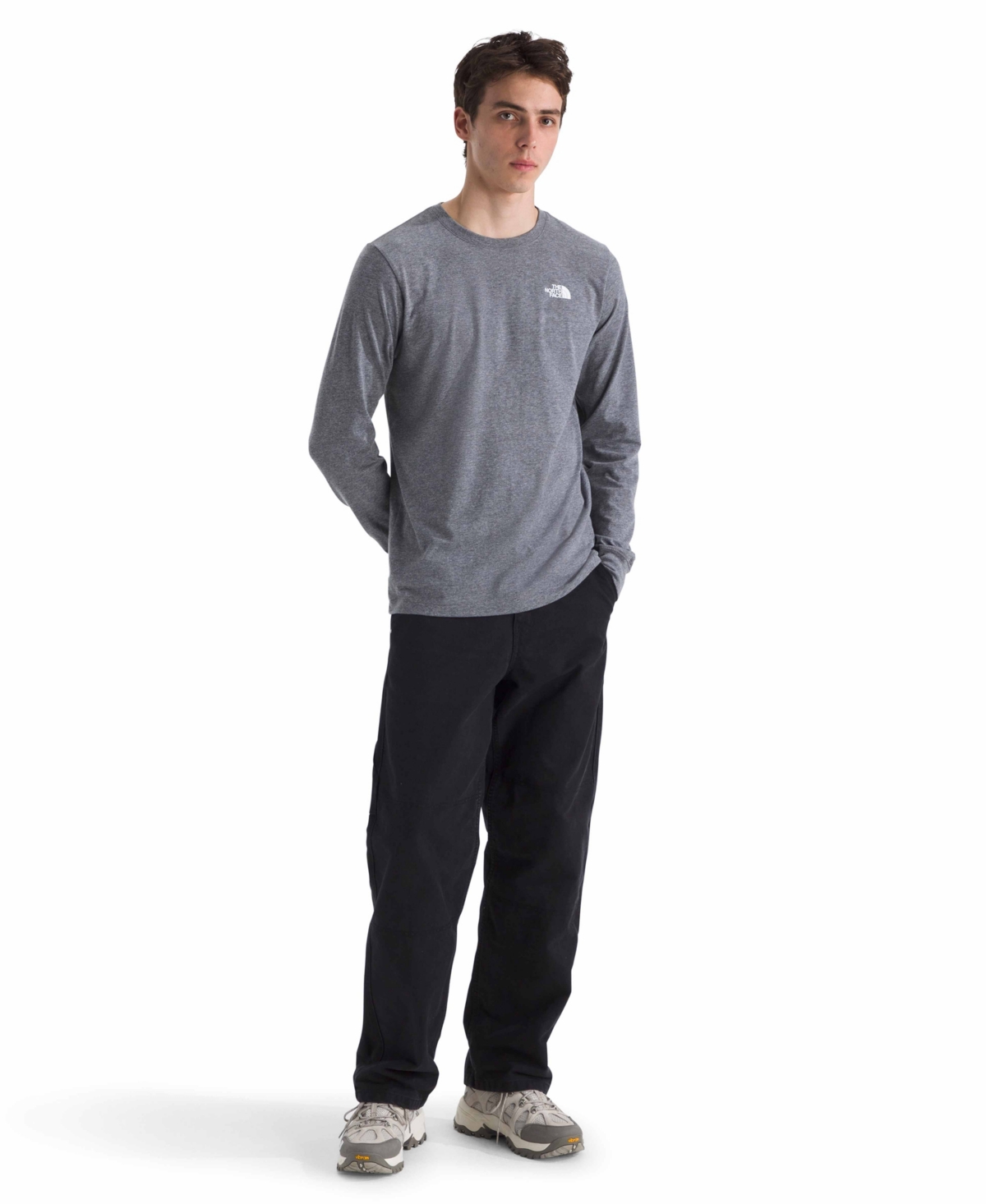 THE NORTH FACE MEN'S LONG SLEEVE BOX NEVER STOP EXPLORING T-SHIRT 