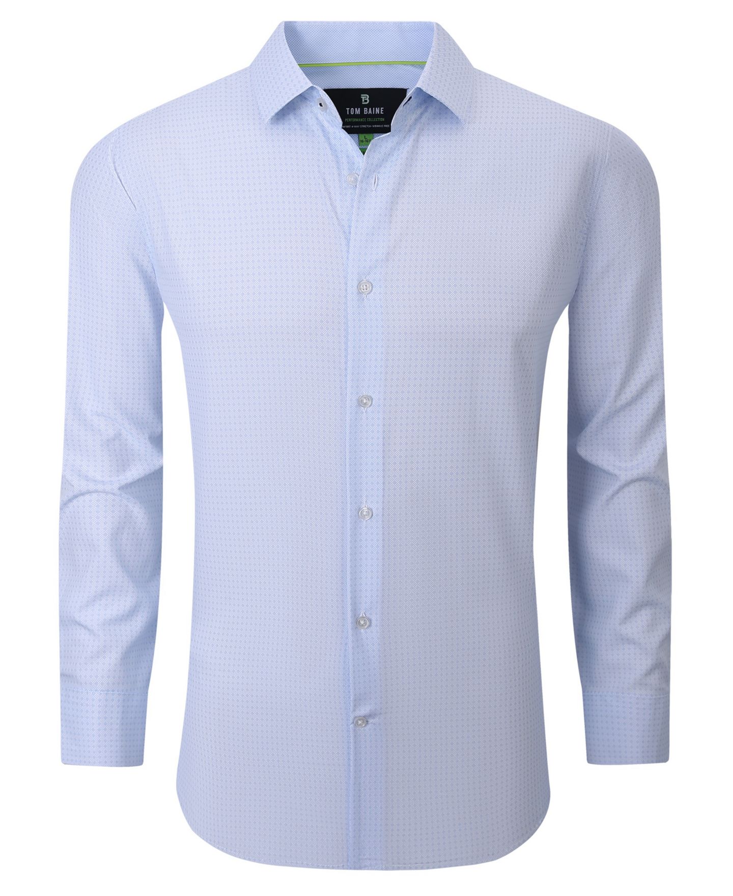 Мужская рубашка Tom Baine Four Way Stretch Geo Print Button Down Dress Shirt, цвет: Синий, вариант 1 — фото 2