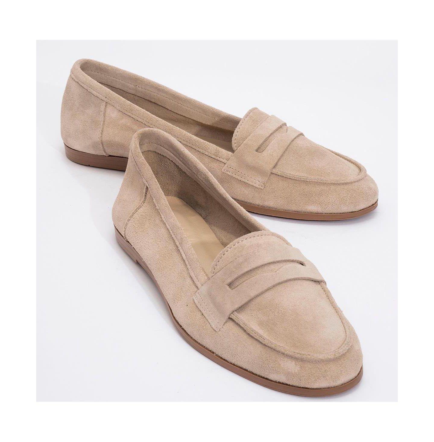 Женские туфли Forever & Always Shoes Dorothy Leather Loafer, цвет: Бежевый замшевый кожаный — фото 1