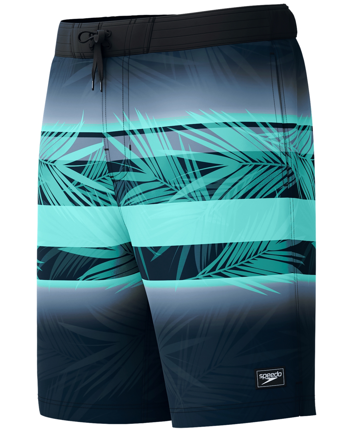 Speedo Men's Bondi Basin Palm Print Drawstring 9" Boardshorts In Anthracite