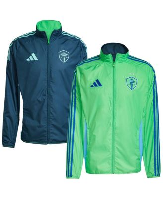 adidas - Men's Rave Green/Blue Seattle Sounders FC 2025 Anthem Reversible Full-Zip Jacket
