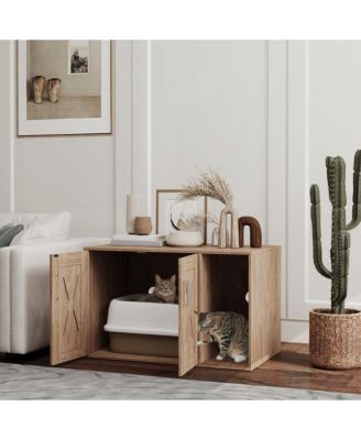 Cat Litter Box Enclosure with Scratching Board, 31.5" x 19" x 20"