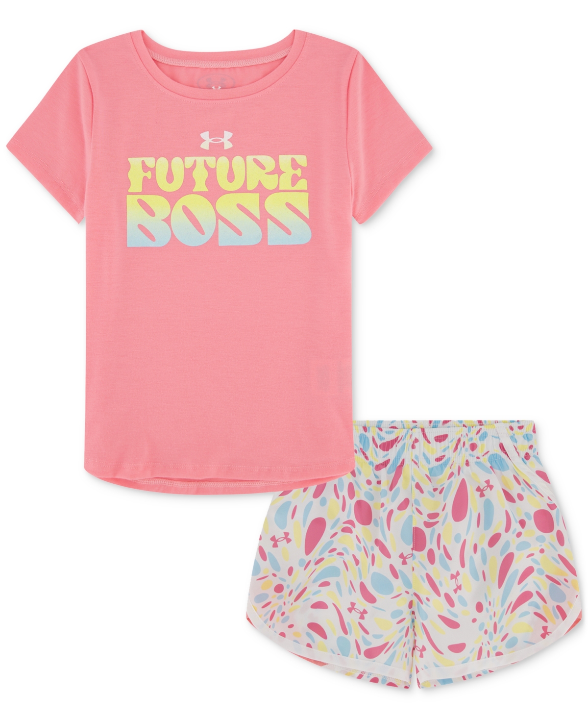 Under Armour Toddler & Little Girls T-shirt & Printed Woven Shorts, 2 Piece Set In Cosmo Pink