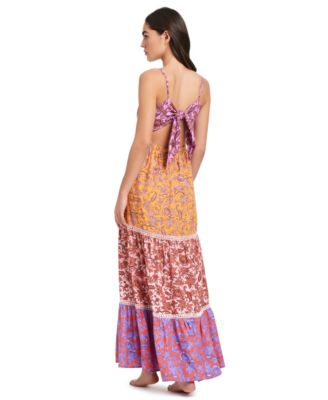 Women's Tie-Back Maxi Swim Cover-Up Dress