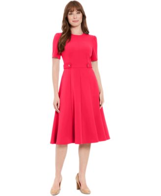 London Times - Petite Fit & Flare Scuba Crepe Midi Dress