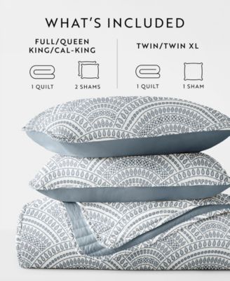 Scallop Reversible 3-Pc. Lightweight Quilt Set, Full/Queen