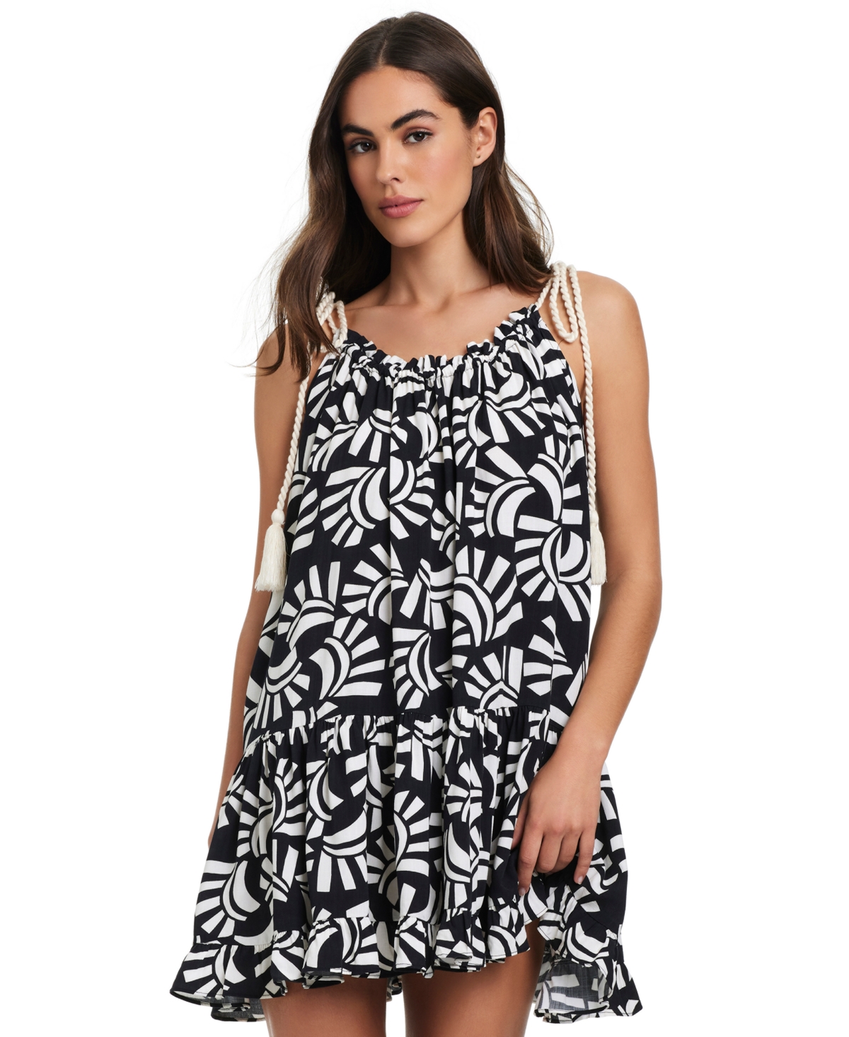 Red Carter Women's Braided-tie-straps Scoop-neck Dress Swim Cover-up