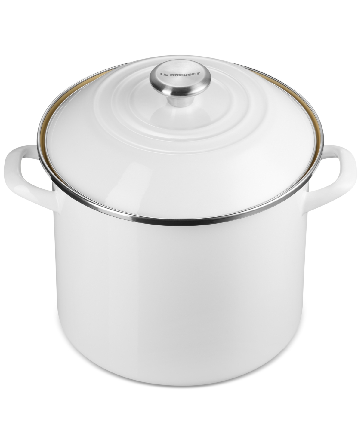 Le Creuset 10-quart Enameled Stainless Steel Stock Pot In White