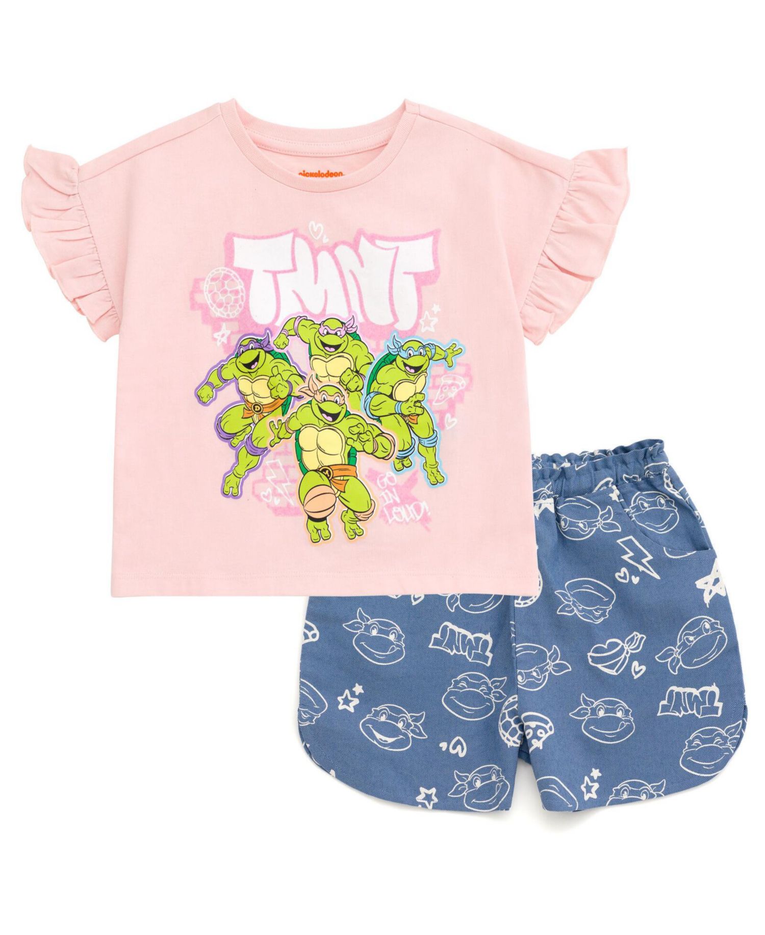 Girls T-Shirt and Chambray Shorts Outfit Set