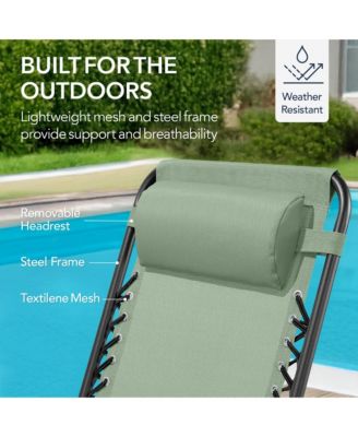 Folding Outdoor Zero Gravity Rocking Lounge Chair w/ Headrest Pillow
