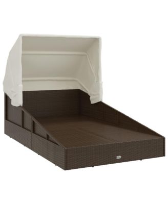 Sunbed with Foldable Roof  78.7"x44.9"x50.4" Poly Rattan