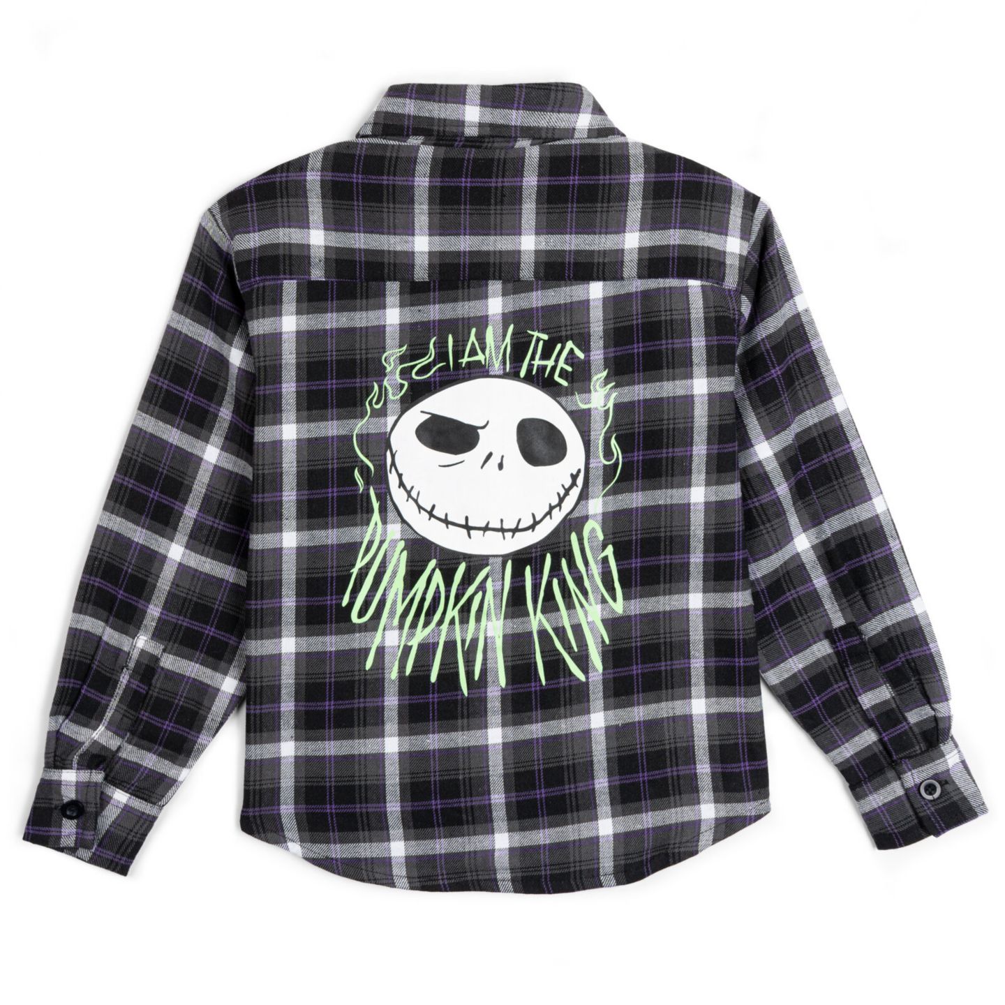 Рубашка Nightmare Before Christmas Disney Flannel Button Down Dress Shirt для мальчиков, цвет: Чёрный / Зелёный — фото 4