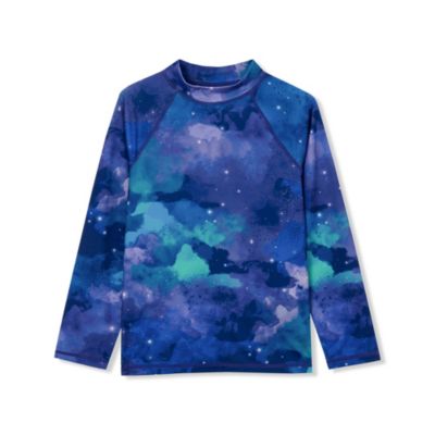 Big Boys Husky Chlorine Resistant Long Sleeve Mock Neck UPF 50 Rash Guard