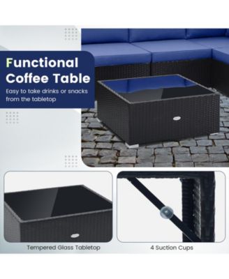 10PCS Rattan Furniture Set Outdoor Wicker Sofa Table Cushioned Seat Patio