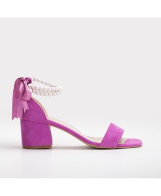 Illy Low Block Heel Sandals with Pearls