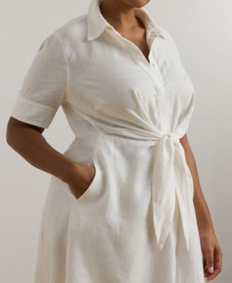 Plus-Size Linen Shirt Dress