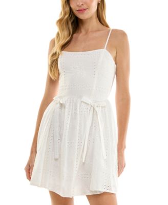 SENI & CADE - Juniors' Bow-Detail Eyelet Mini Dress