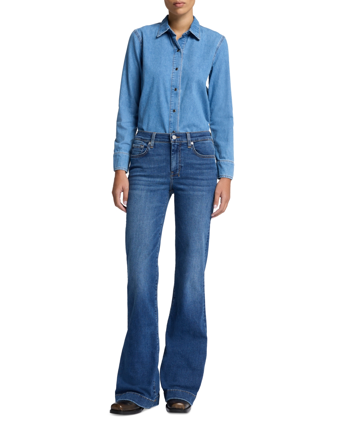 売れ筋商品|||7フォーオールマンカインド カットソー トップス レディース Women's Cotton Chambray Shirt Santa Ana 7 For All Mankind Women's Cotton Chambray Shirt In Santa Ana