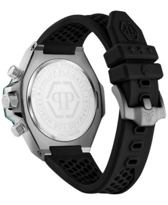 Men's Chronograph Royal Black Silicone Strap Watch 46mm