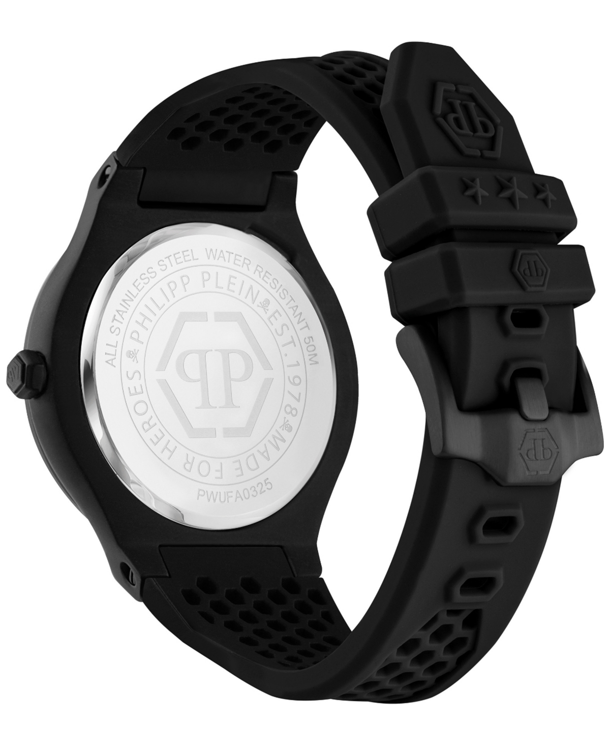Philipp Plein Plein Underdog Silicone Watch In Ip Black