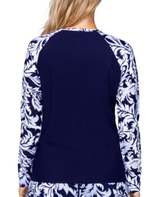 Women's Printed-Sleeve Rash Guard, Exclusively at Macy's