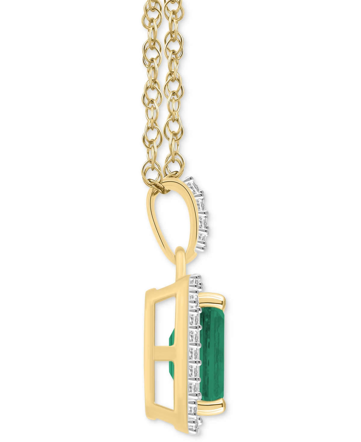 Macy's Blue Topaz (2 Ct. T.w.) & Lab Created White Sapphire (1/5 Ct. T.w.) Rectangle Pendant Necklace In 10 In Emerald,gold