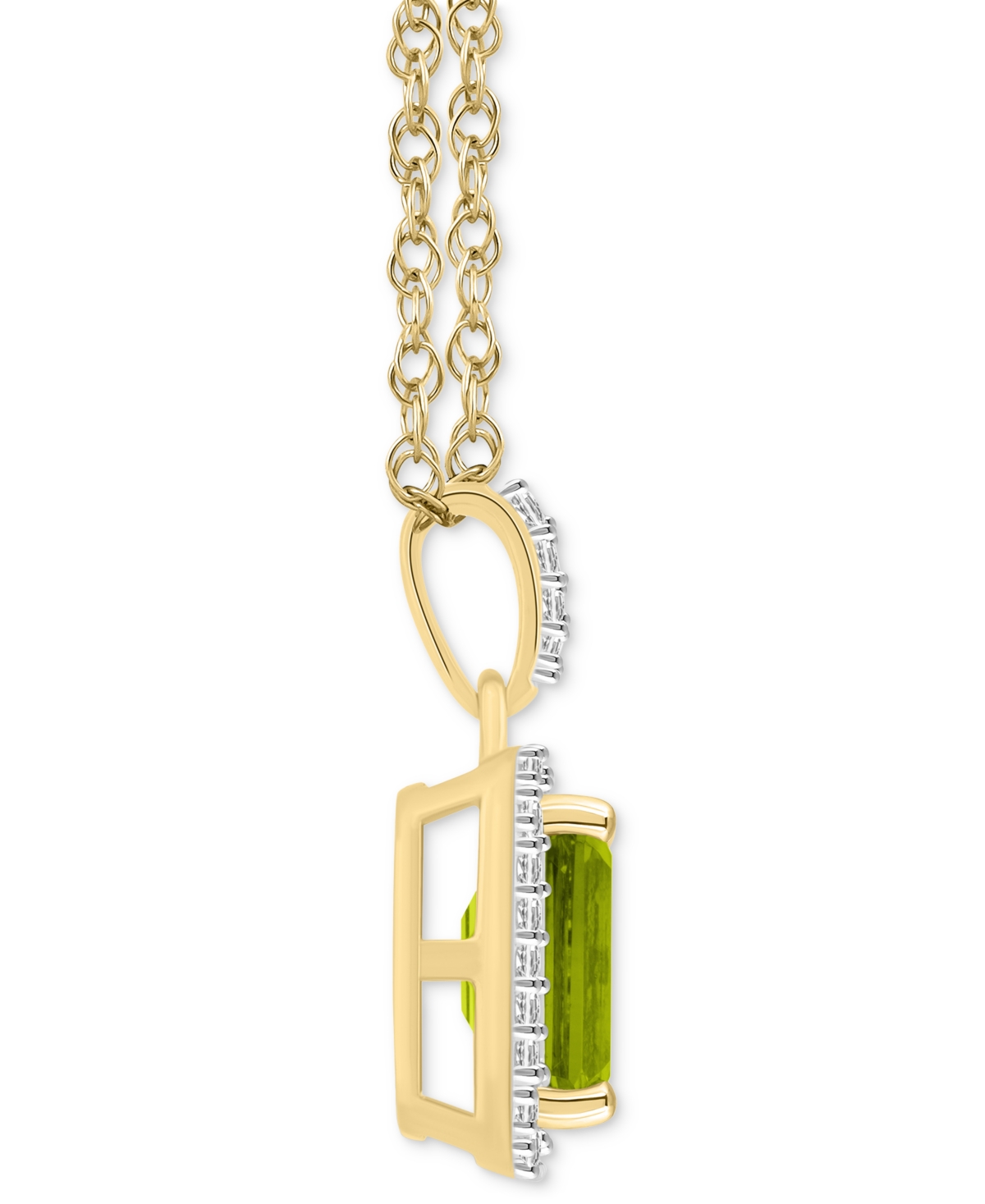 Macy's Blue Topaz (2 Ct. T.w.) & Lab Created White Sapphire (1/5 Ct. T.w.) Rectangle Pendant Necklace In 10 In Peridot,gold
