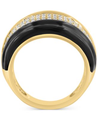 EFFY&reg; Onyx & Diamond (5/8 ct. t.w.) Statement Ring in 14k Gold-Plated Silver