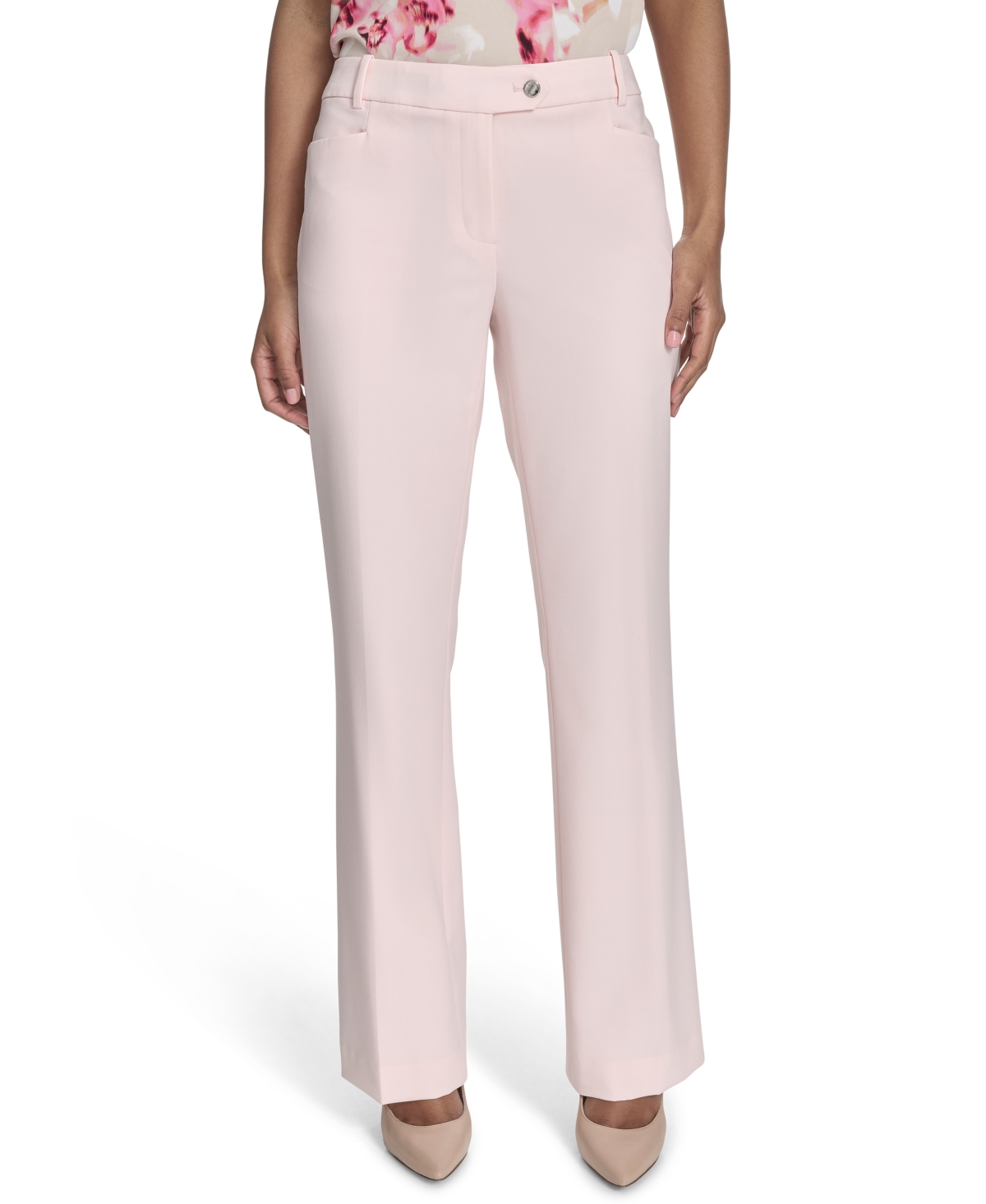 Shop Calvin Klein Petite Modern Straight-leg Pants In Parfait