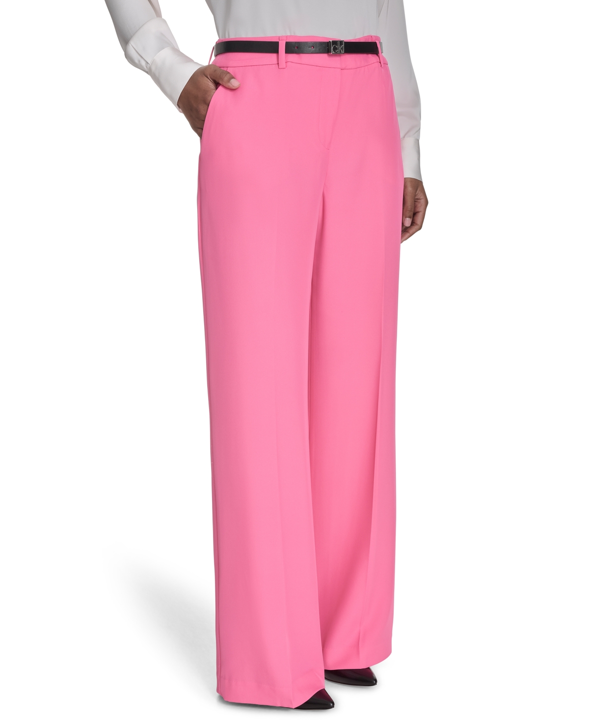 Calvin Klein Plus Size Mid-rise Wide-leg Pants In Peony