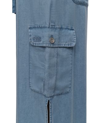 Women's Chambray Cargo Midi Skirt