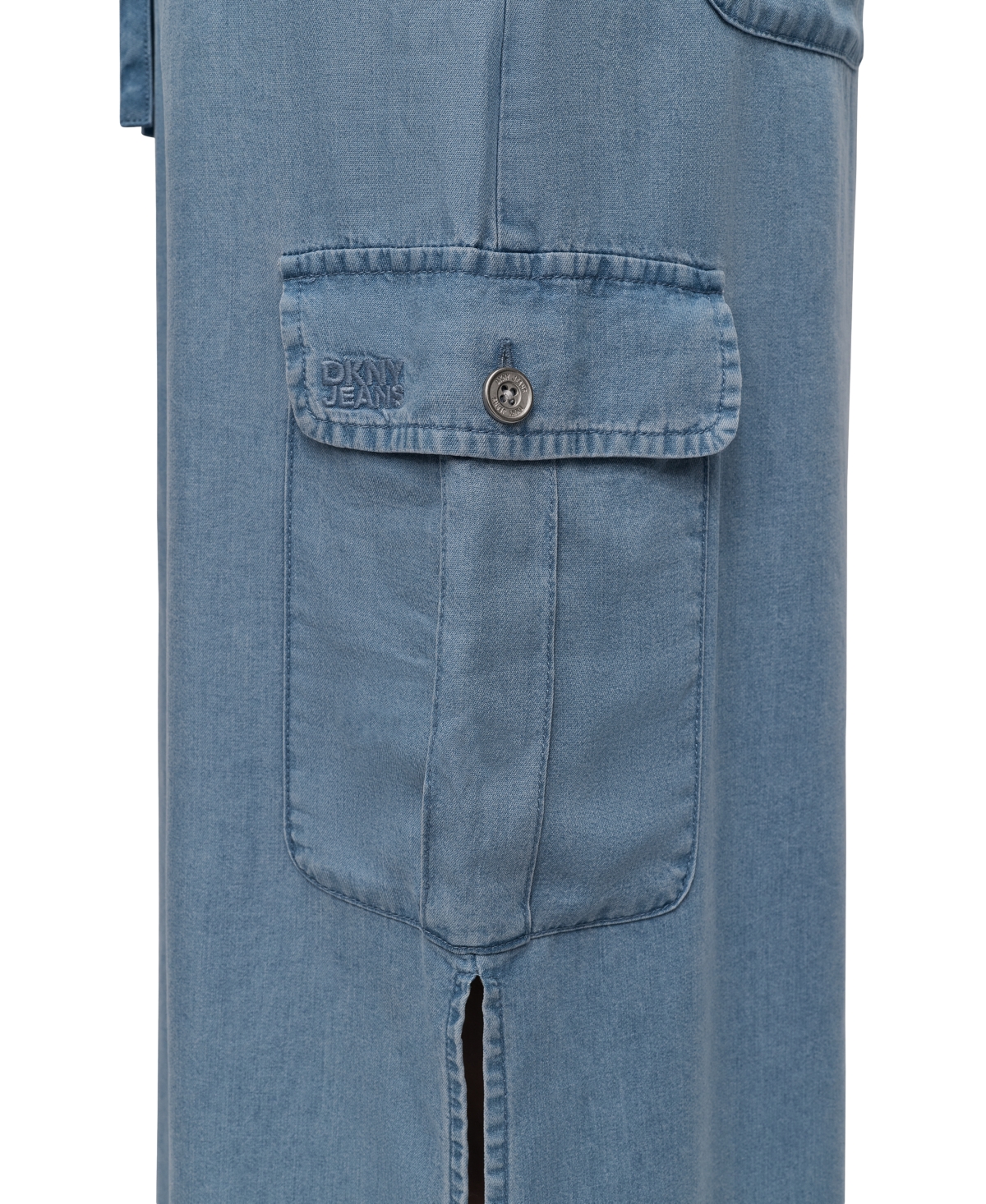 DKNY JEANS WOMEN'S CHAMBRAY CARGO MIDI SKIRT 