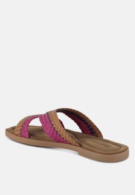 Rag and Co Womens Eirata Genuine Mesh Leather Slip-On Flats