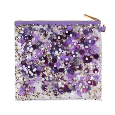 Spirit Squad Confetti Everything Pouch Makeup Bag Travel BagCosmetic Bag for Women (Purple Crush
