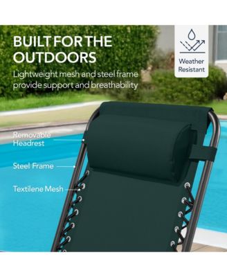 Folding Outdoor Zero Gravity Rocking Lounge Chair w/ Headrest Pillow