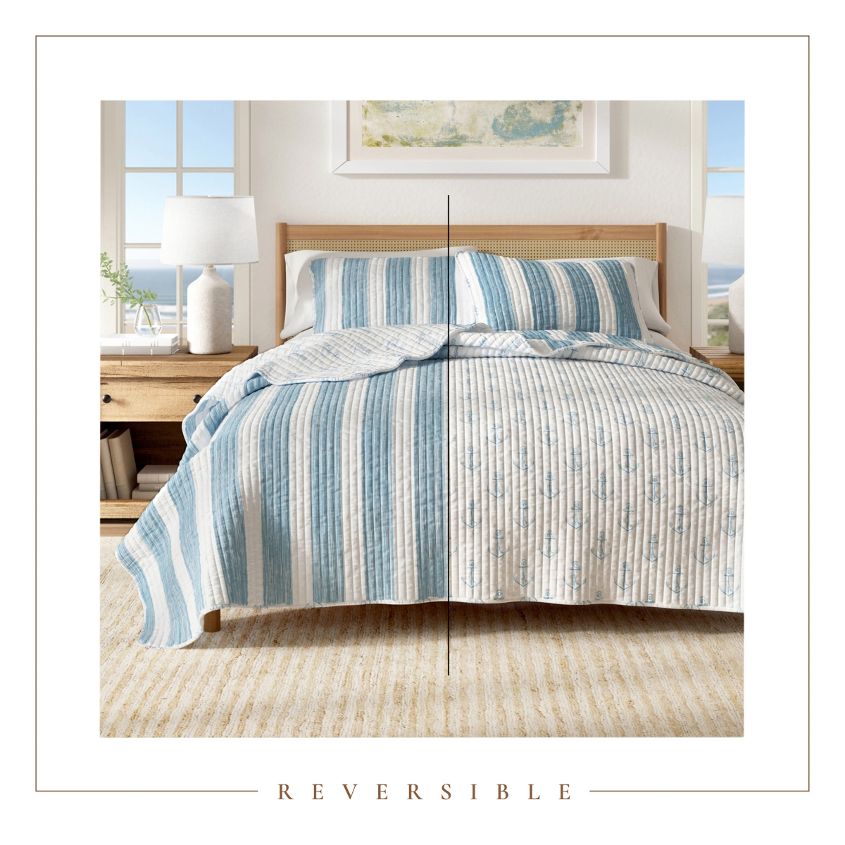 Linery & Co. Stripes & Anchors Microfiber Quilt Set With Shams