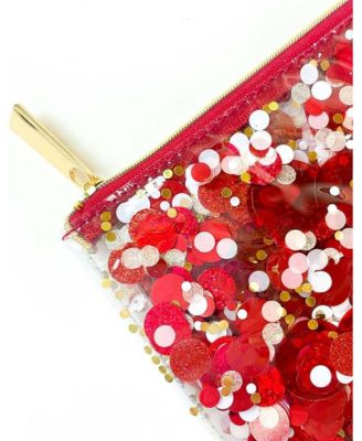 Spirit Squad Confetti Everything Pouch, Makeup Bag, Travel Bag,Cosmetic Bag for Women (Red)