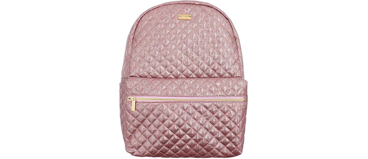 Packed Party Backpack Women's Small Fashion Shoulder Book Bag Trendy Look for Ladies at School, Work, and Travel (Pink Glitter Party) - Pink