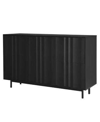 Wave Pattern Storage Cabinet with 2 Doors and 2 Drawers, Adjustable, Suitable for Study, Entrance and Living Room