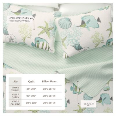 Linery & Co Coastal Microfiber Quilt Set With Shams