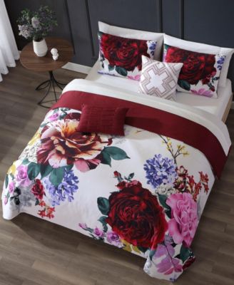 Scarlet Bedding 100% Cotton Sateen 5 Piece King Size Reversible Comforter Set