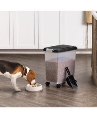 USA 30Lbs Airtight Dog Food Storage Container with 2-Cup Scoop and Slow Feeder Bowl Combo, Black
