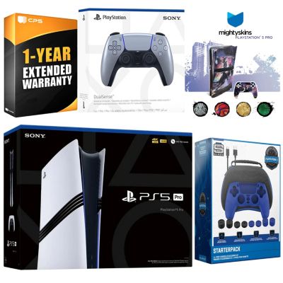 PlayStation 5 Pro with Extra Volcanic Red Controller, Pro Gamer Starter Kit and MightySkins Decal Voucher Plus 1 Year CPS Extended Warranty